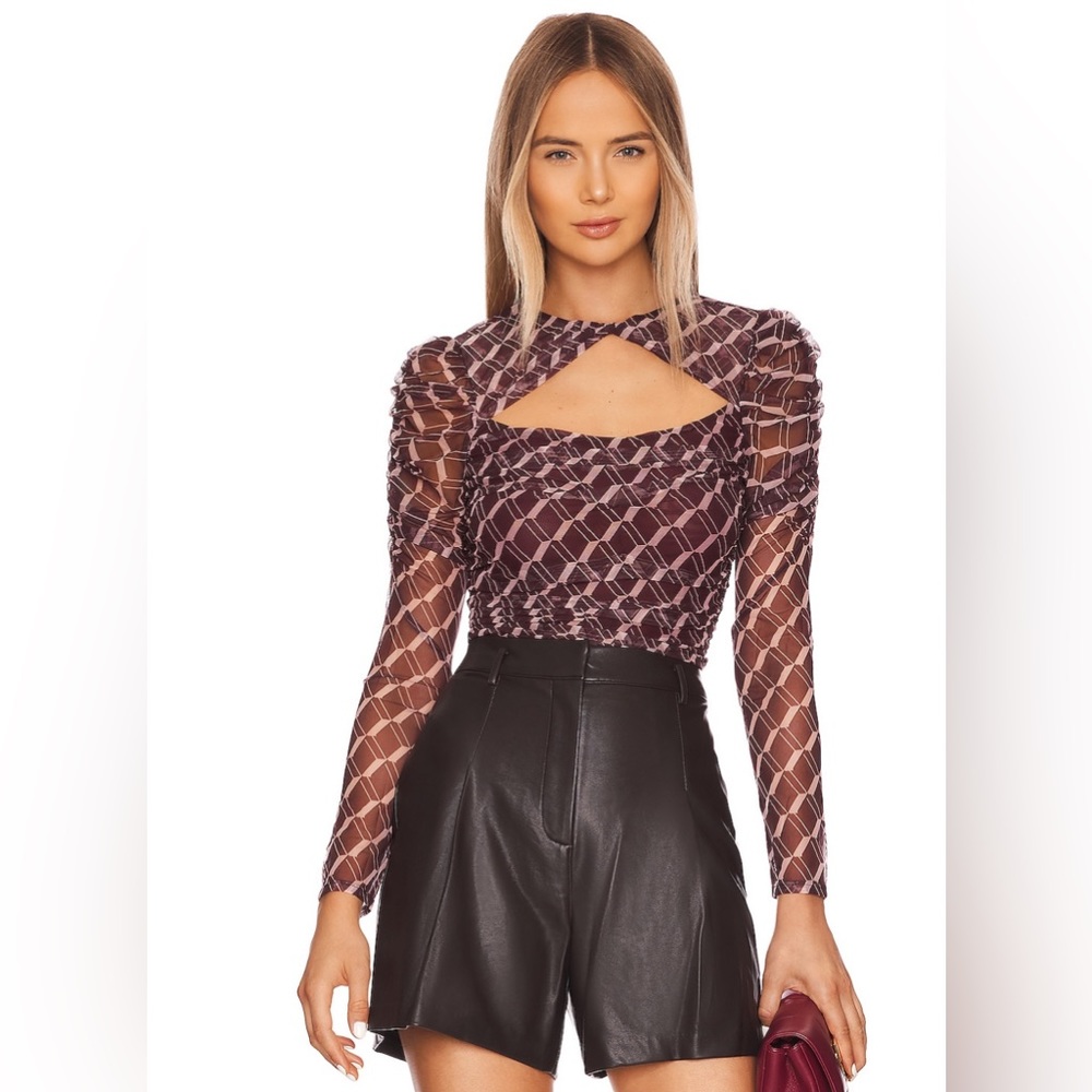ASTR the Label Demi Top in Wine & Pink Geo